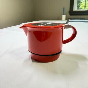 FORLIFE 18oz. Red Ceramic Teapot With Stainless Steal Infuser & Lid